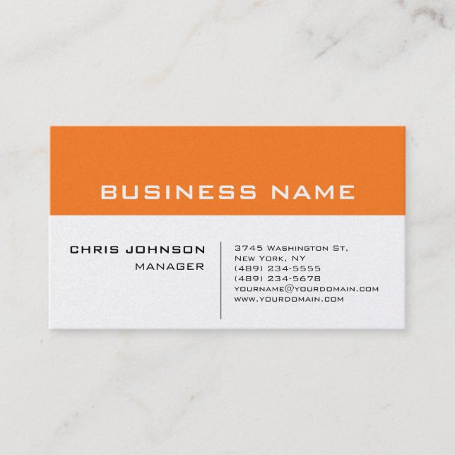 Pearl Orange White Modern Minimalist Business Card (Front)