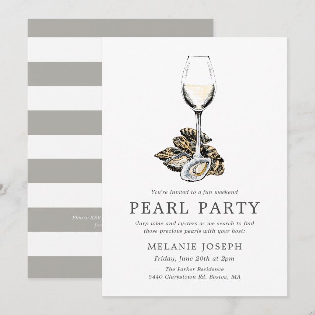 Pearl Party | Peach Stripes Invitation (Front/Back)