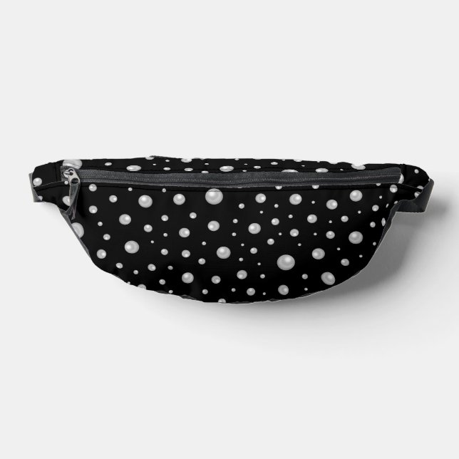 Pearl Pattern on Black Background Bum Bags (Lay Down)