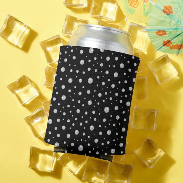 Pearl Pattern on Black Background Can Cooler (In Situ Summer)