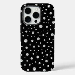 Pearl Pattern on Black Background iPhone 16 Pro Case