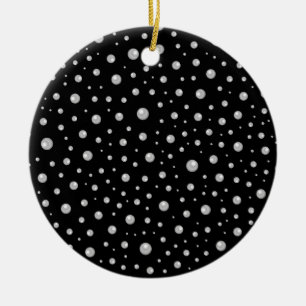 Pearl Pattern on Black Background Ceramic Ornament