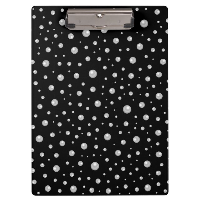 Pearl Pattern on Black Background Clipboard (Front)