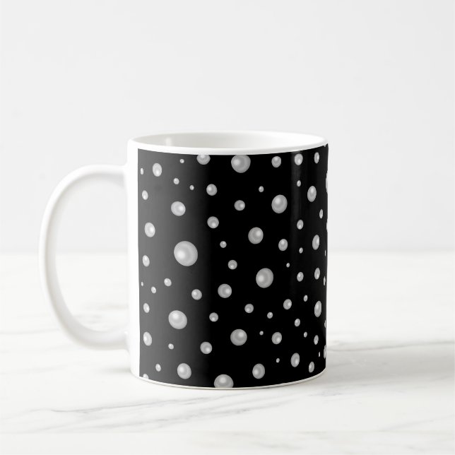 Pearl Pattern on Black Background Coffee Mug (Left)