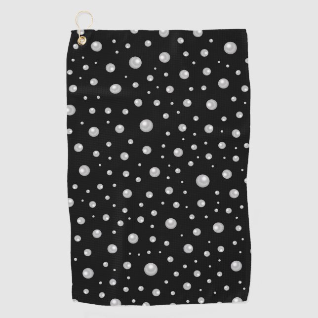 Pearl Pattern on Black Background Golf Towel (Front)