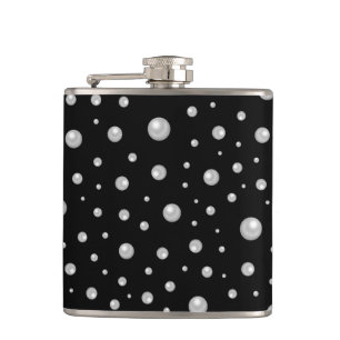 Pearl Pattern on Black Background Hip Flask