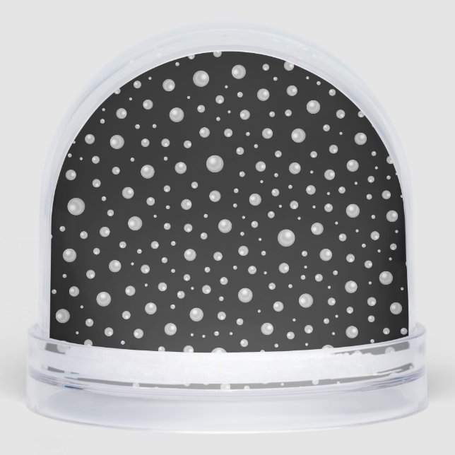 Pearl Pattern on Black Background Snowglobe (Front)