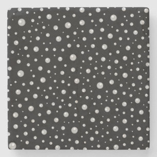 Pearl Pattern on Black Background Stone Coaster