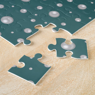 Pearl Pattern on Transformative Teal Background Jigsaw Puzzle