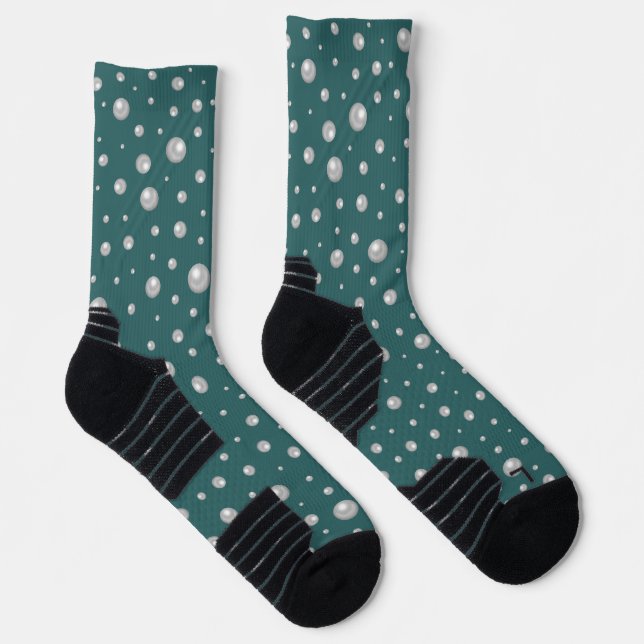 Pearl Pattern on Transformative Teal Background Socks (Right)