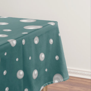 Pearl Pattern on Transformative Teal Background Tablecloth