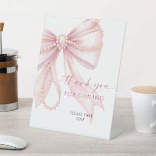 Pearl Pink Bow Thanks For Coming Sign