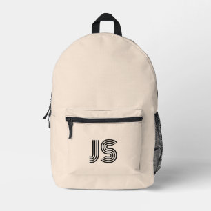 Pearl Pink neutral monogram simple minimalist  Printed Backpack