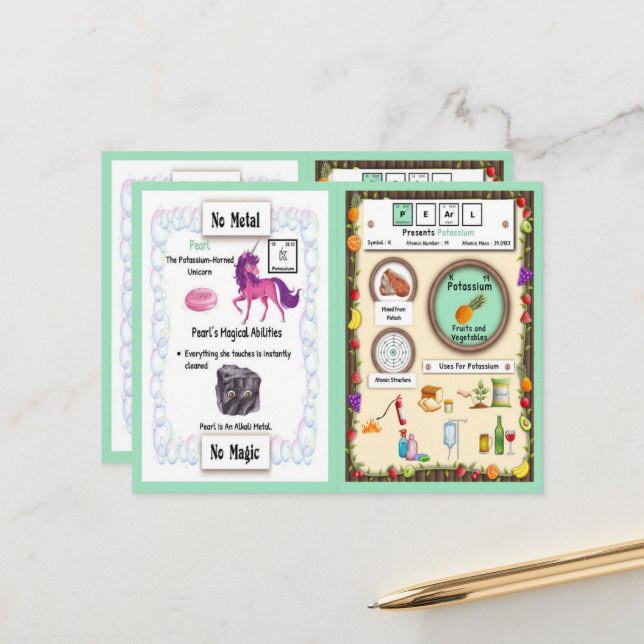 Pearl - Potasium Horn Unicorn  Game Card (Front/Back In Situ)