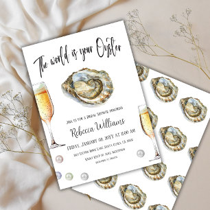 Pearl Prosecco Oyster Themed Bridal Shower Brunch Invitation