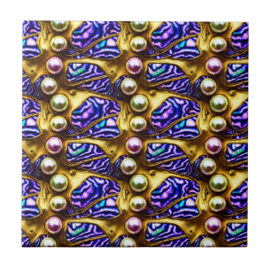 Pearl puau shell repeating seamless glam pattern ceramic tile