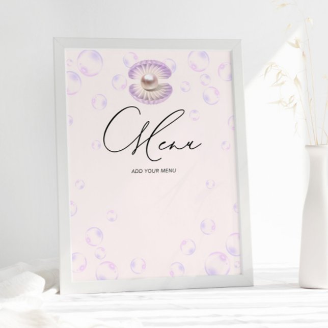 Pearl Purple Bubbles Menu Baby Shower Poster (Creator Uploaded)