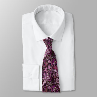 Pearl Purple Vintage Indian Batik Style Satin Tie