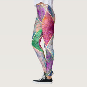 Pearl Rainbow Tie Dye Harlequin Herringbone Leggings