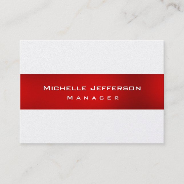 Pearl Red Unique Chubby Manager Business Card (Front)