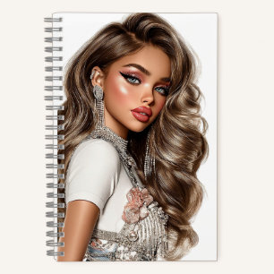 Pearl & Rhinestone Glam Girl Spiral Notebook