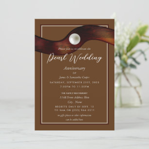 Pearl Ribbon, 30 Year Wedding Anniversary Invitation