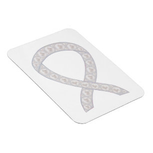 Pearl Ribbon Lung Disease Awareness Custom Magnets