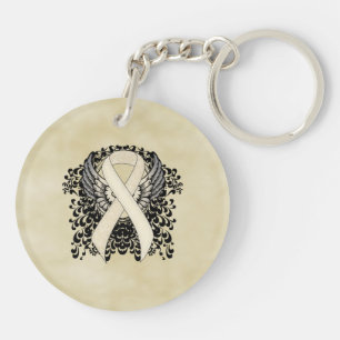 Pearl Ribbon with Wings Key Ring