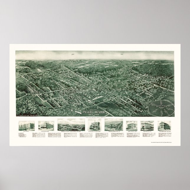 Pearl River, NY Panoramic Map - 1924 Poster (Front)