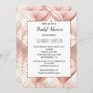 Pearl Rose Gold Abstract Bridal Shower Invitation