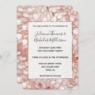 Pearl Rose Gold Floral Wedding Invitation