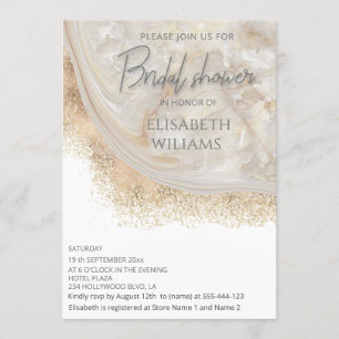 Pearl rose gold marble agate calligraphy invitation