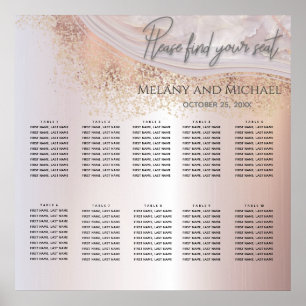 Pearl rose gold marble agate calligraphy metallic poster