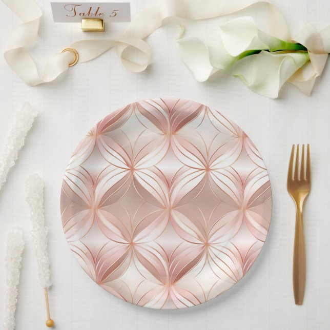 Pearl Rose Gold  Paper Plate (Wedding)