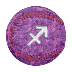 Pearl Sagittarius Zodiac Sign Fuchsia Digital Camo Baseball