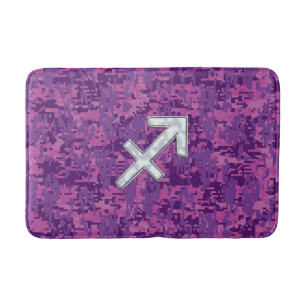 Pearl Sagittarius Zodiac Sign Fuchsia Digital Camo Bath Mat