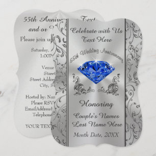 Pearl Shimmer 65th Wedding Anniversary Invitations