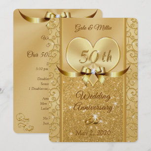 Pearl Shimmer Golden Anniversary Invitations