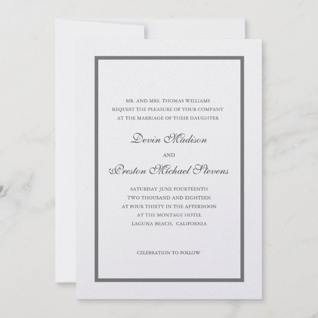 Pearl Shimmer Wedding Invitation (Front)