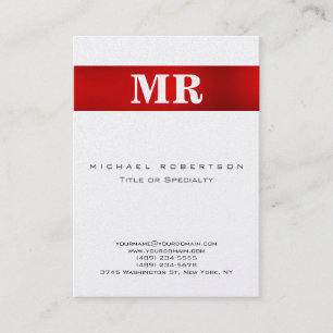 Pearl Stylish Monogram Red White Business Card