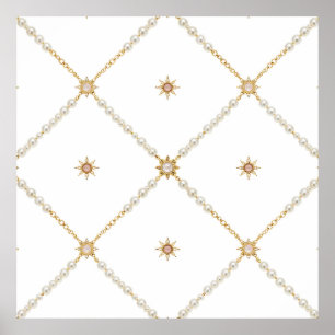 Pearl Sunburst Lattice Jewelry Pattern Poster