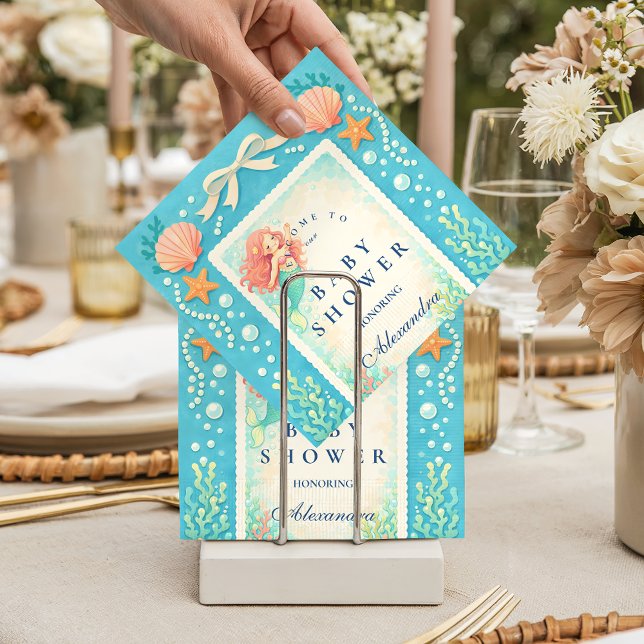 Pearl Tide Mermaid Baby Shower Napkin (Creator Uploaded)