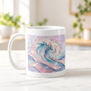 Pearl Tide Pastel Abstract Wave Mug