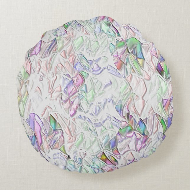 Pearl tones or coloured pieces mixed in cream round cushion (Back)