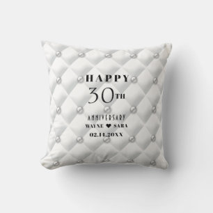 Pearl-tufted 30th Wedding Anniversary Cushion