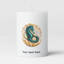 Pearl – Turquoise Seahorse in a Seashell Candle