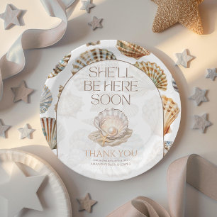 Pearl Under The Sea You Soon Girl Baby Shower Paper Plate