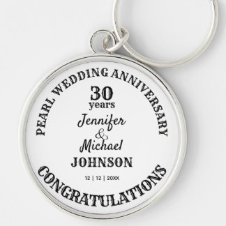 Pearl Wedding 30 Years Anniversary Commemorative Key Ring