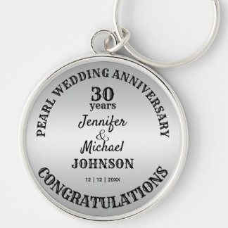 Pearl Wedding 30 Years Anniversary Commemorative Key Ring