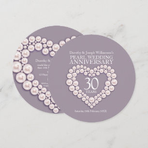 Pearl wedding anniversary 30 years party invites